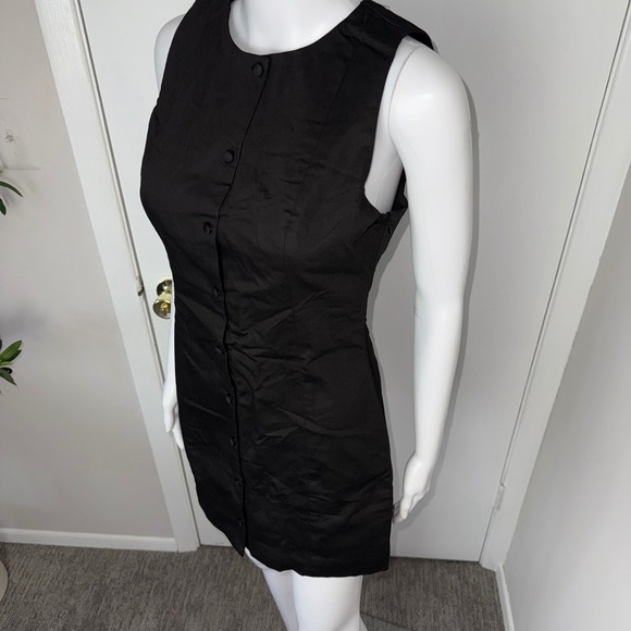 Commense Sleeveless Mini Dress Button‎ Front Fitted Party Cocktail Black Size L - Picture 14 of 17
